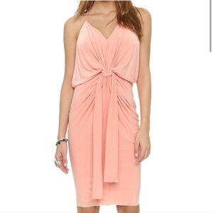 NWOT Misa Los Angeles Domino blush pink tie front midi dress size